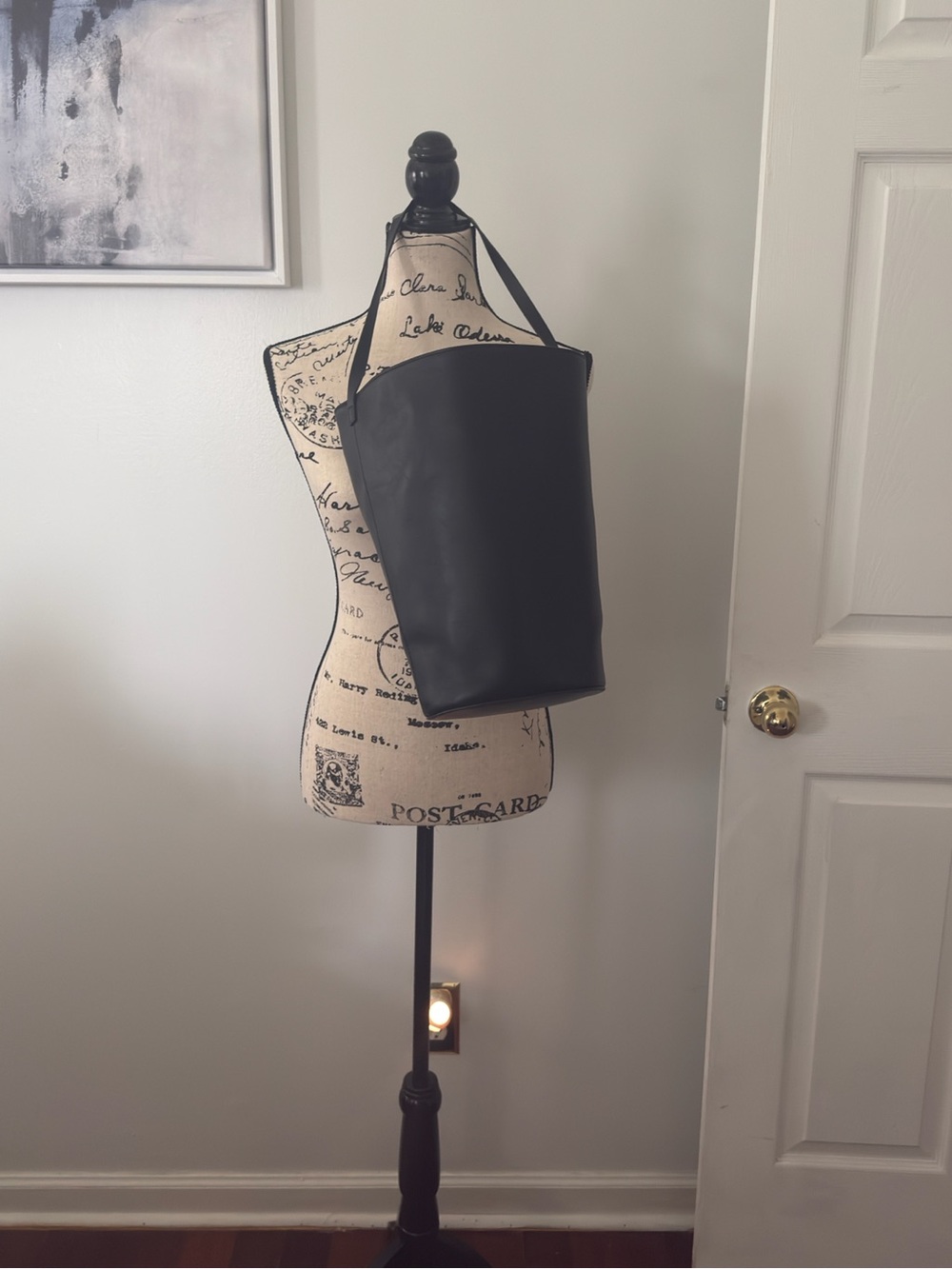 COS Black Leather Shoulder Bucket Tote